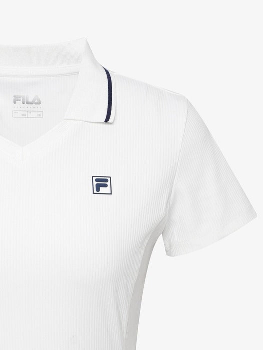 [fila] Women's Ribbed Crop Collar Short-Sleeve T-Shirt_FS262TS11F001_191