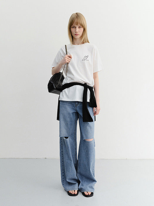 Dunst Damaged Wide Jeans Classic Blue