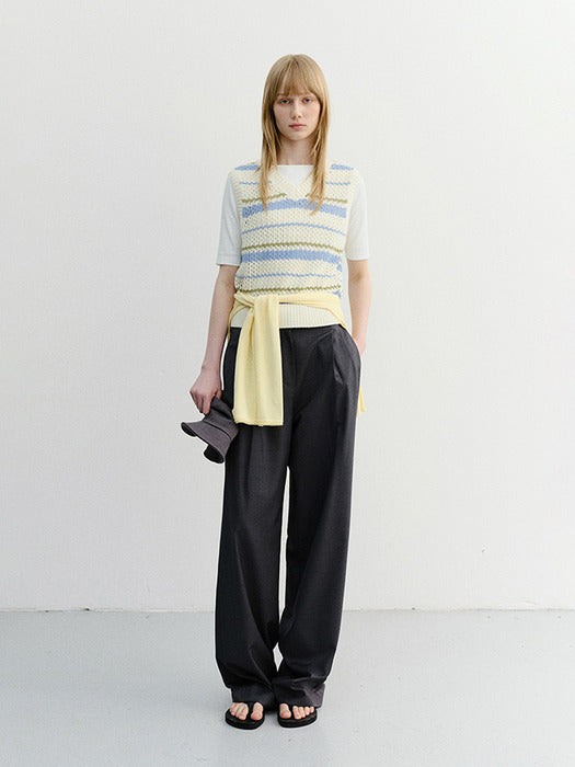 Dunst Summer Double Pleated Chino Slacks Charcoal Grey