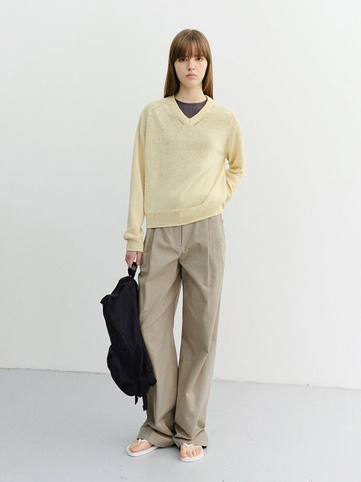 Dunst Summer Double Pleated Chino Slacks Khaki