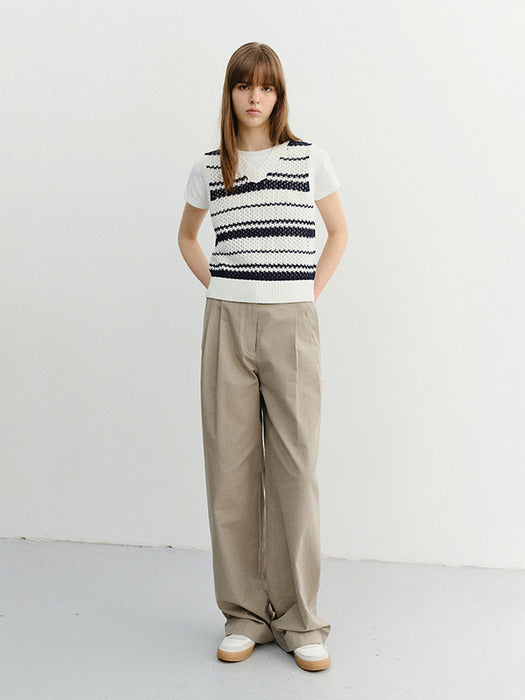 Dunst Summer Double Pleated Chino Slacks Khaki