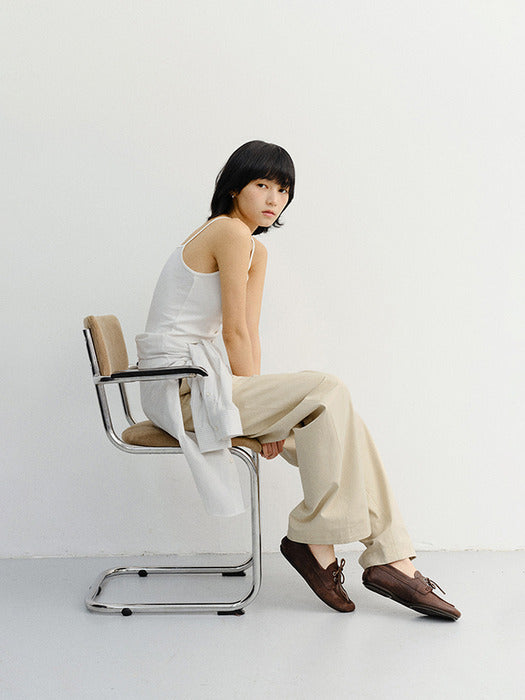 Dunst Summer Double Pleated Chino Slacks Beige