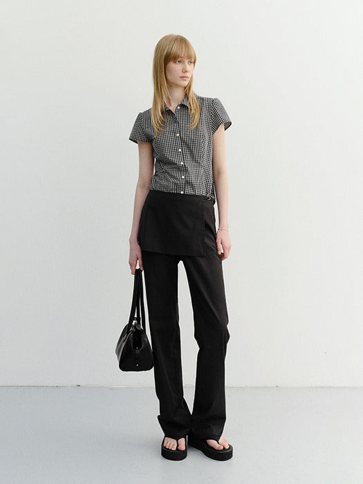 Dunst Skirt Layered Slim Pants Black
