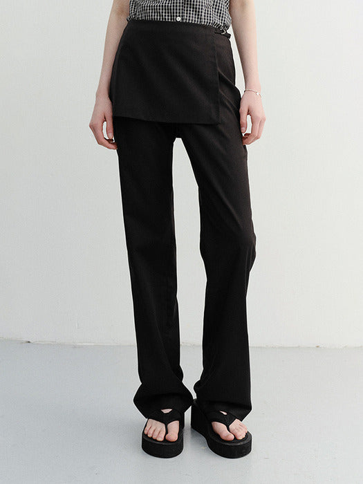 Dunst Skirt Layered Slim Pants Black