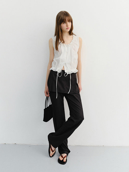 Dunst Skirt Layered Slim Pants Black