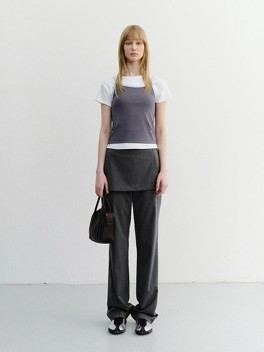 Dunst Skirt Layered Slim Pants Charcoal Grey Stripe