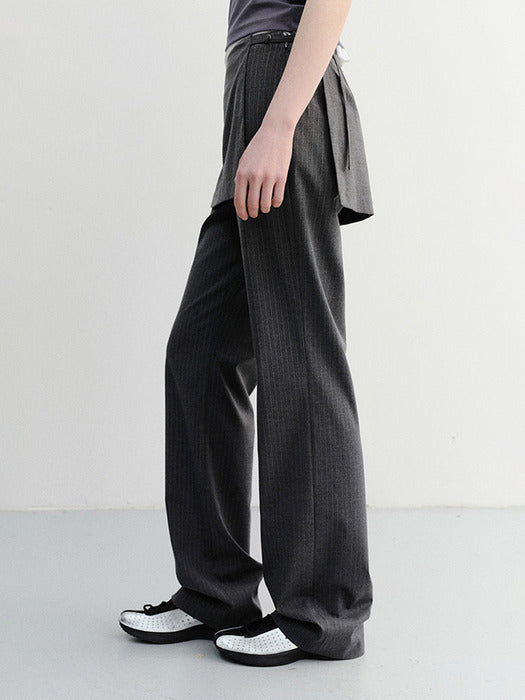 Dunst Skirt Layered Slim Pants Charcoal Grey Stripe