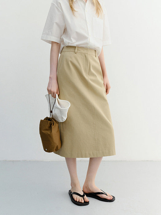 Dunst H-Line Cotton Long Skirt Beige