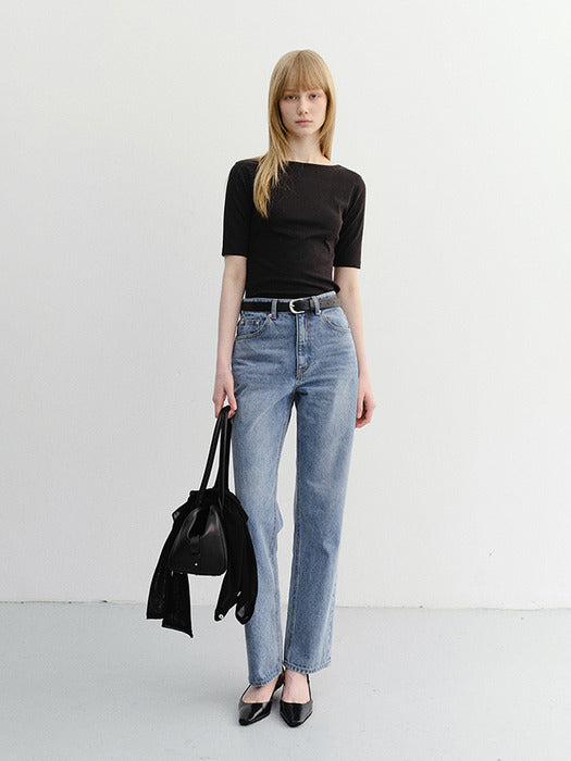Dunst Essential Boat Neck T-Shirt Black