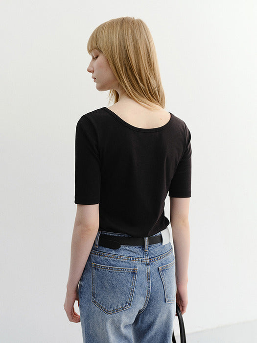 Dunst Essential Boat Neck T-Shirt Black
