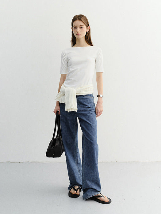 Dunst Essential Boat Neck T-Shirt Off White