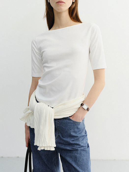Dunst Essential Boat Neck T-Shirt Off White