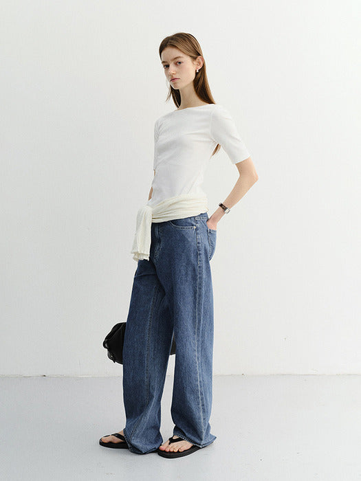 Dunst Essential Boat Neck T-Shirt Off White