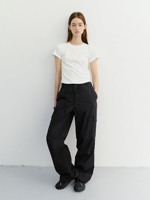 Dunst Curved Hem Slim Top White