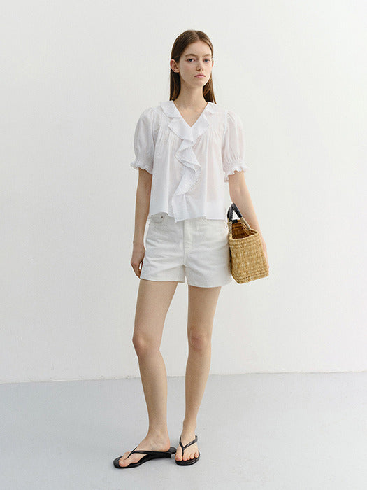 Dunst Ruffle Blouse White