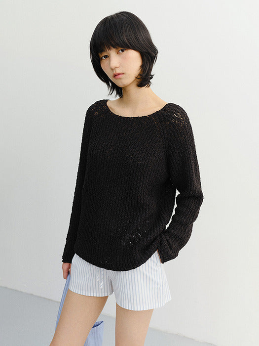Dunst Crochet Crewneck Knit Black