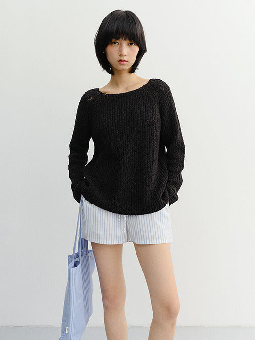 Dunst Crochet Crewneck Knit Black