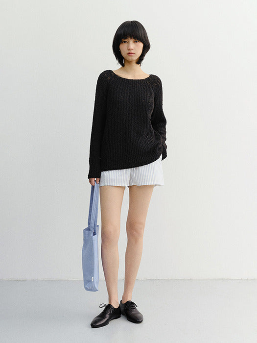 Dunst Crochet Crewneck Knit Black