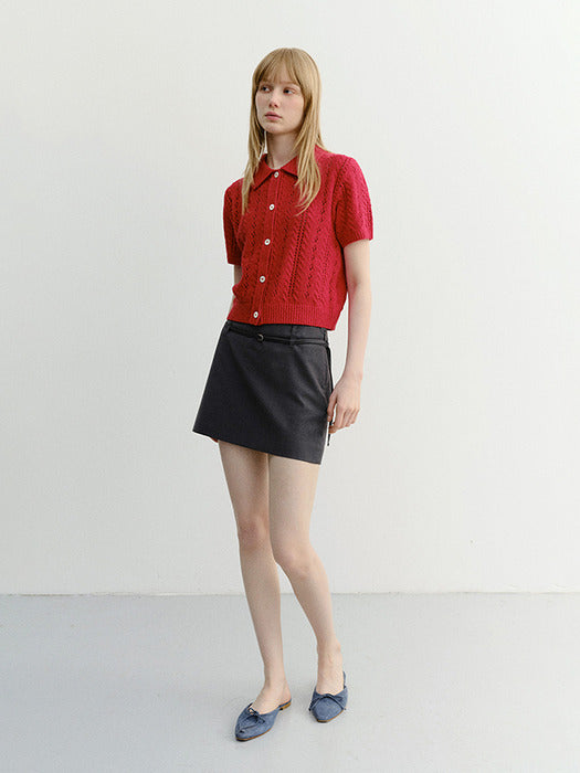 Dunst Collared Half Sleeve Cardigan Red