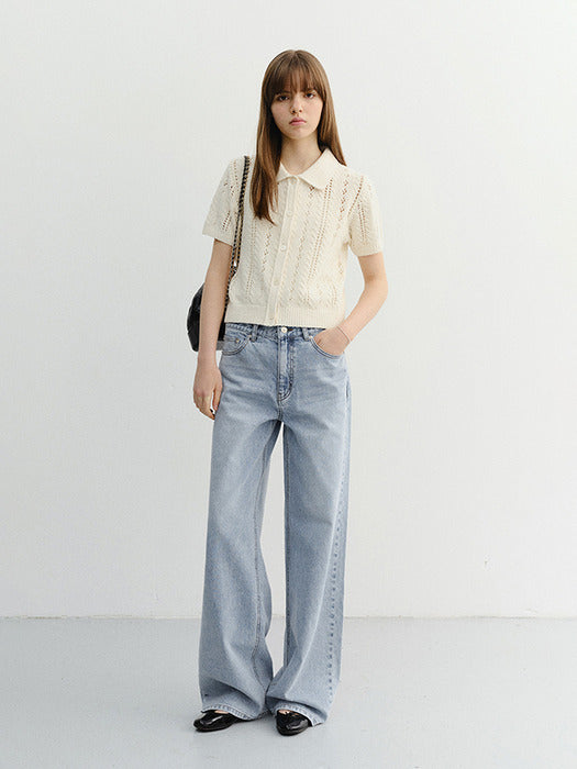 Dunst Collared Half Sleeve Cardigan Cream
