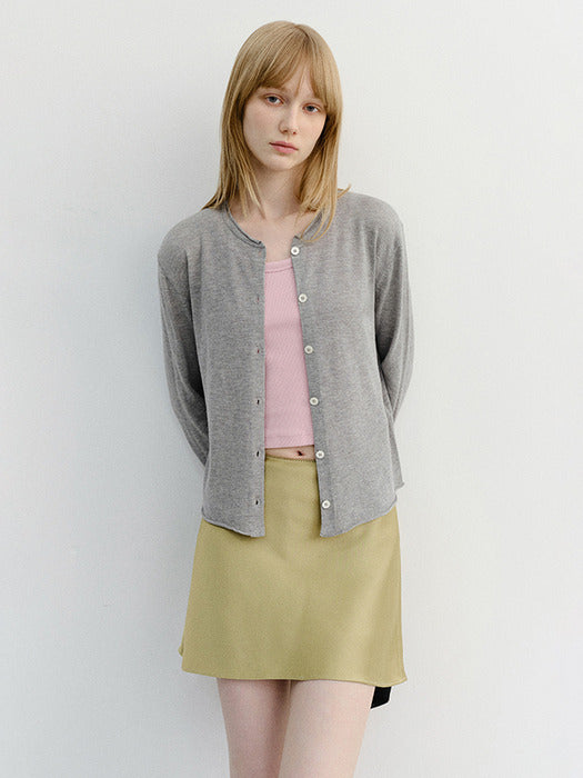 Dunst Summer Essential Crewneck Cardigan Melange Grey