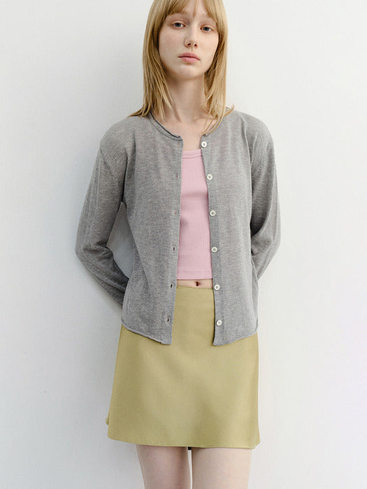 Dunst Summer Essential Crewneck Cardigan Melange Grey