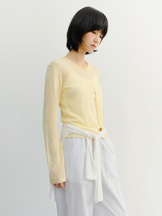 Dunst Summer Essential Crewneck Cardigan Butter