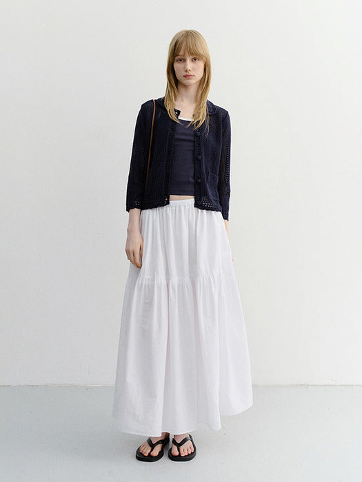 Dunst Crochet Collared Cardigan Navy