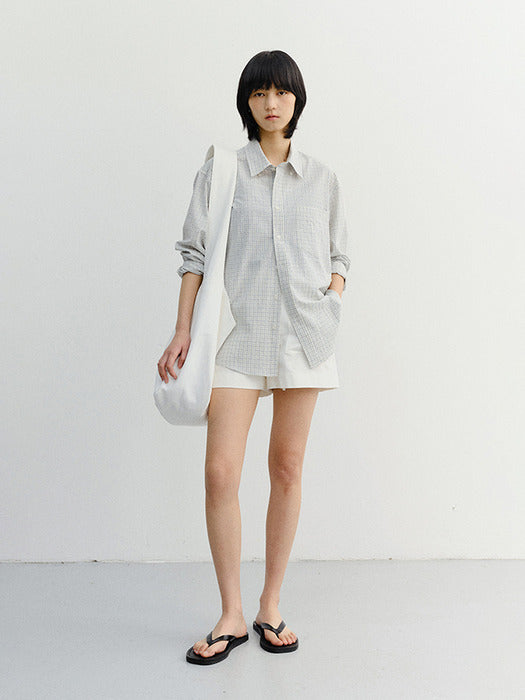 Dunst Unisex Seersucker BD Shirt Ivory Check