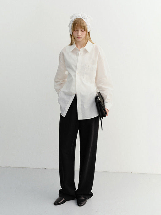 Dunst Unisex Summer Breeze Striped Overshirt White