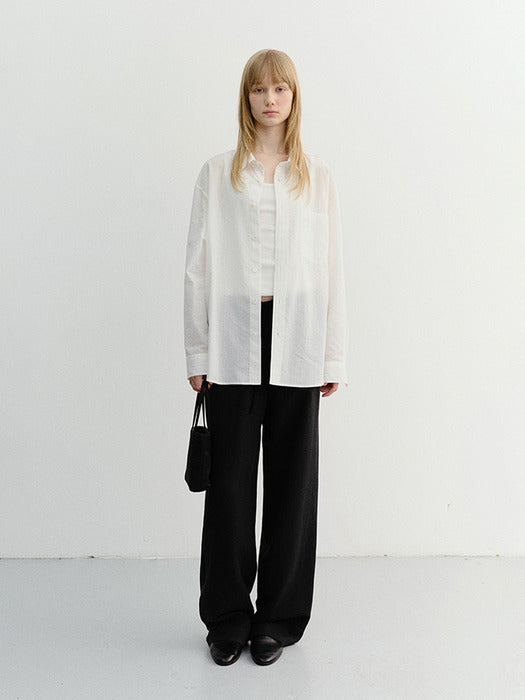 [dunst] Unisex Summer Breeze Striped Overshirt WHITE_UDSH6B126WT