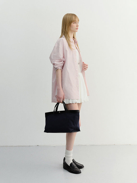 Dunst Unisex Classic Striped BD Overshirt Soft Pink