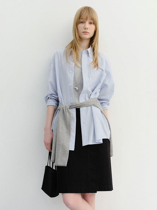 [dunst] Unisex Classic Striped BD Overshirt BLUE_UDSH6B125B1