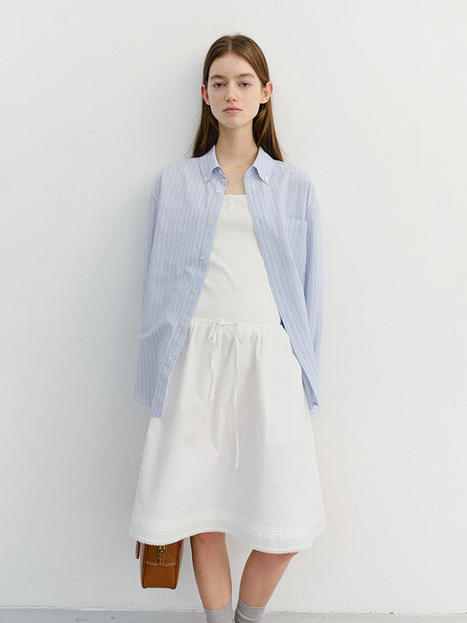 Dunst Unisex Classic Striped BD Overshirt Blue