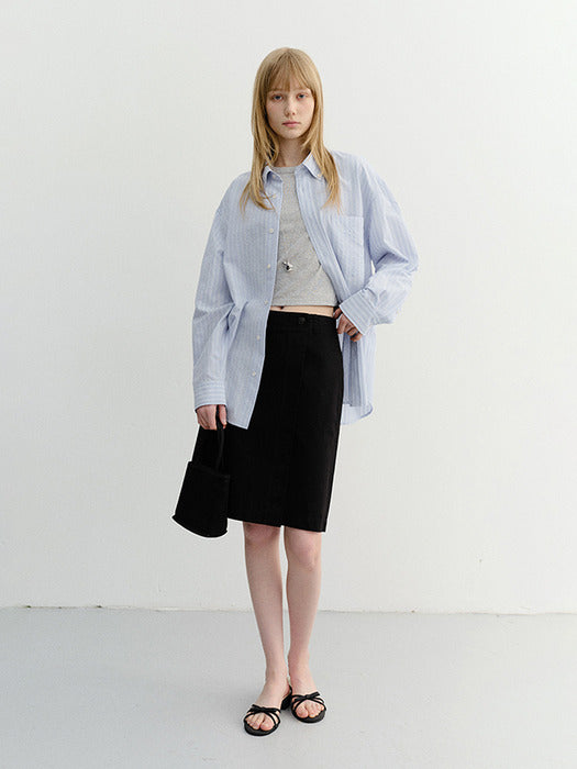 [dunst] Unisex Classic Striped BD Overshirt BLUE_UDSH6B125B1