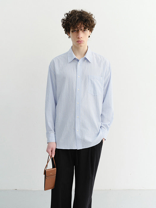 [dunst] Unisex Classic Striped BD Overshirt BLUE_UDSH6B125B1