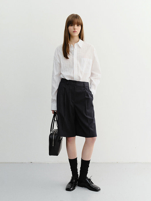 Dunst Unisex Classic Overshirt White Stripe