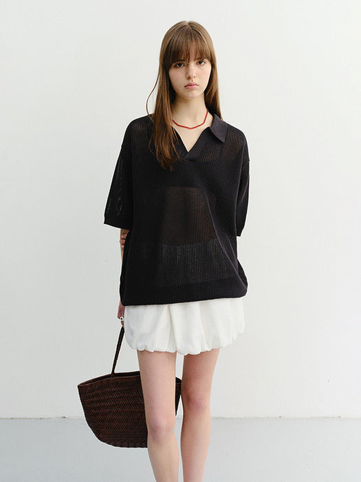 Dunst Unisex Chunky Polo Knit Black