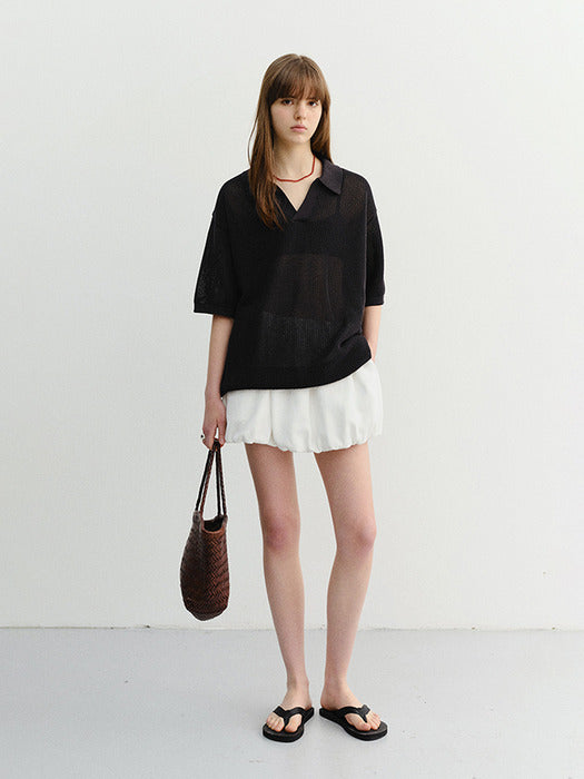 Dunst Unisex Chunky Polo Knit Black