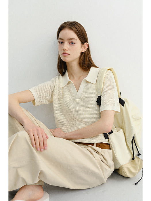 Dunst Unisex Chunky Polo Knit Ivory