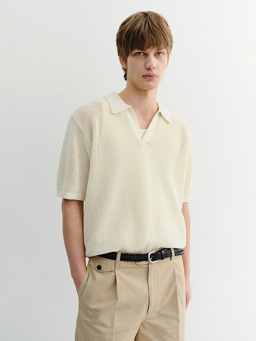 Dunst Unisex Chunky Polo Knit Ivory