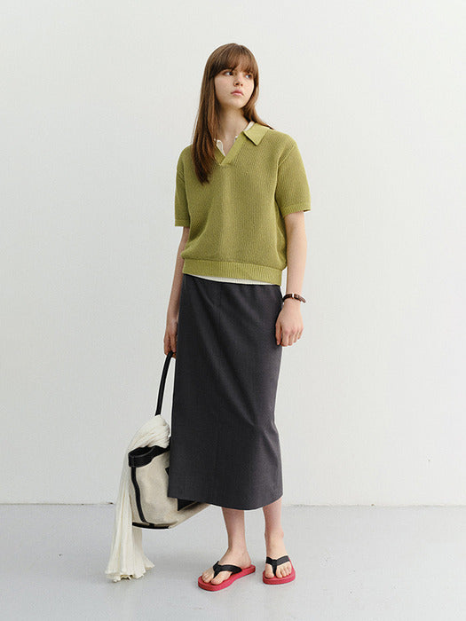 Dunst Unisex Chunky Polo Knit Olive