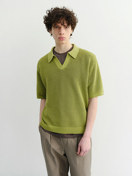 Dunst Unisex Chunky Polo Knit Olive