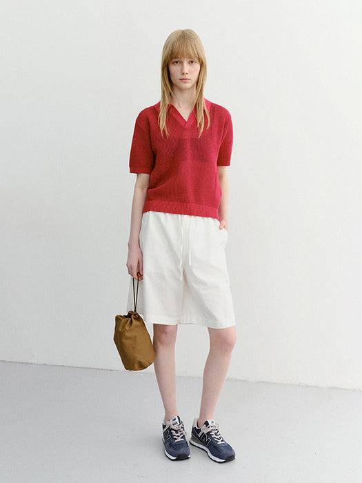 Dunst Unisex Chunky Polo Knit Red