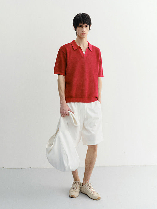 Dunst Unisex Chunky Polo Knit Red