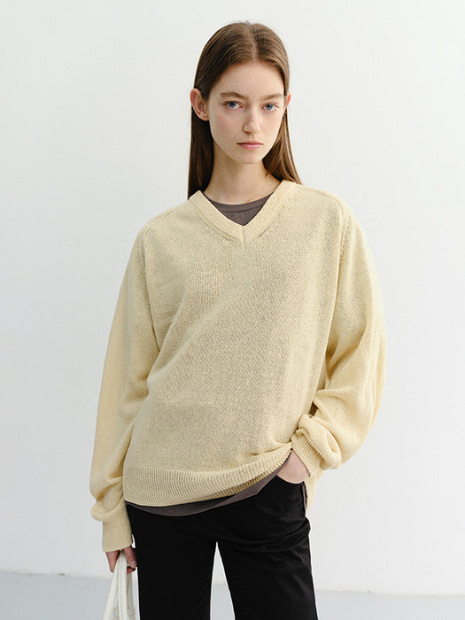 Dunst Unisex V-Neck Sweater Butter