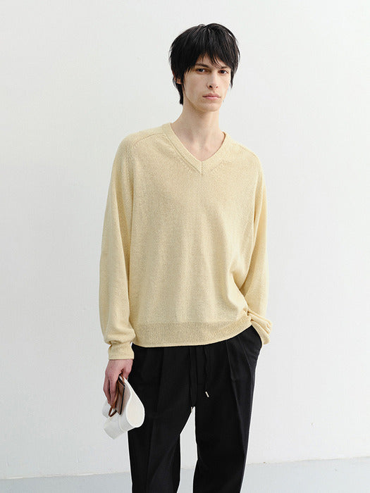 Dunst Unisex V-Neck Sweater Butter