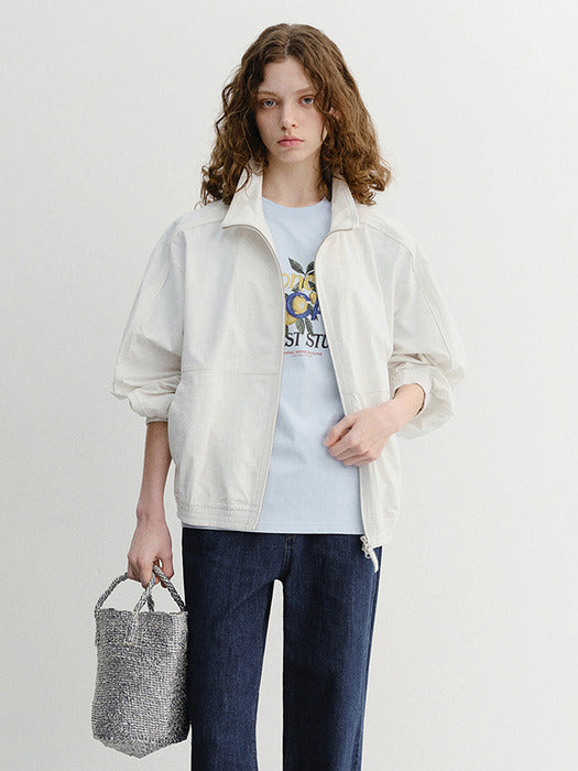Dunst Unisex Summer Harrington Jacket Cream Stripe