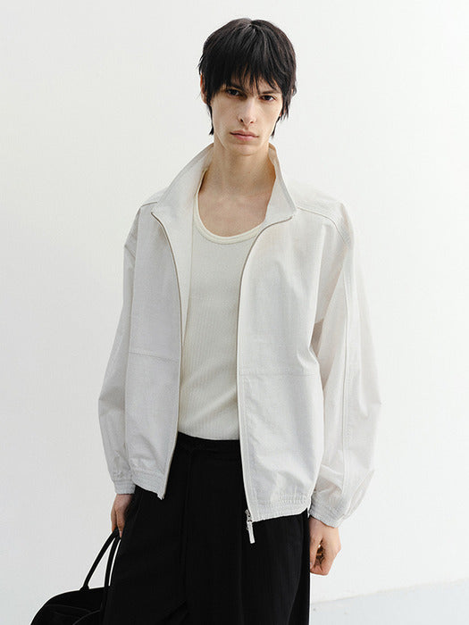 Dunst Unisex Summer Harrington Jacket Cream Stripe