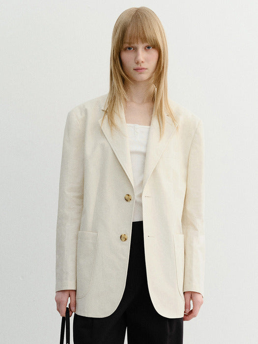 Dunst Unisex Classic Linen Jacket Cream